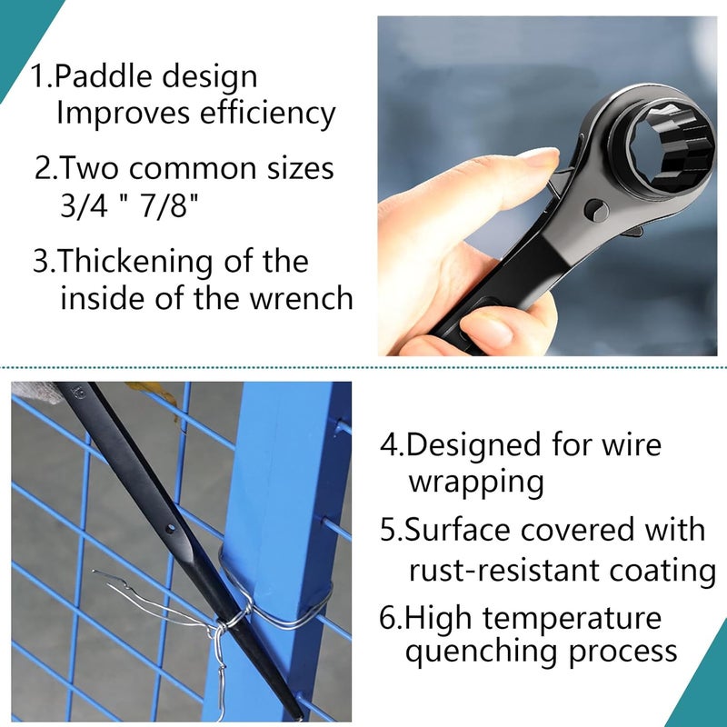 groword Reversible Ratcheting Wrench,Including 3/4",7/8" OR 19mm,22mm,12 Point Double Ended Socket Ratcheting Podger Scaffold Spud Wrench（Black） - Image 3